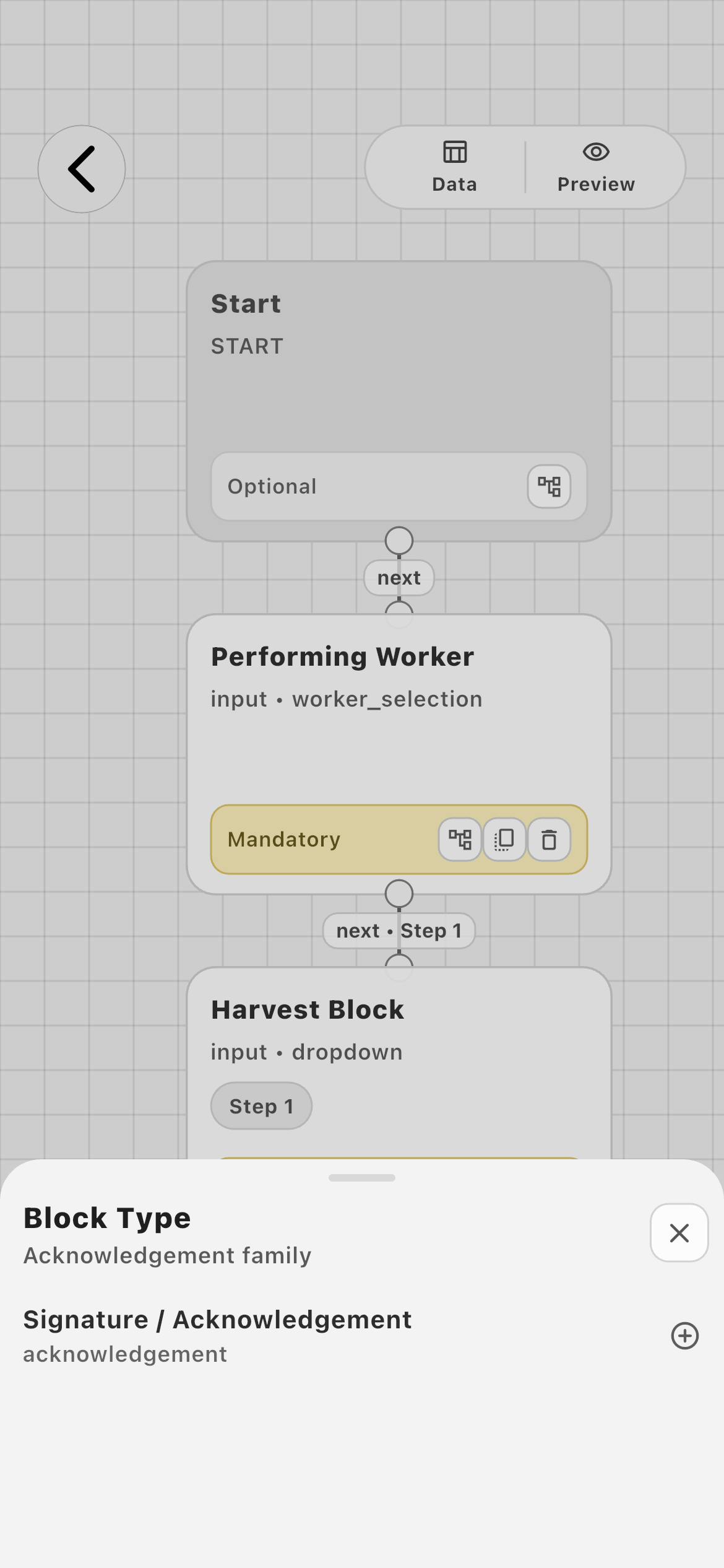 Farmroute Signature and Acknowledgement task block type