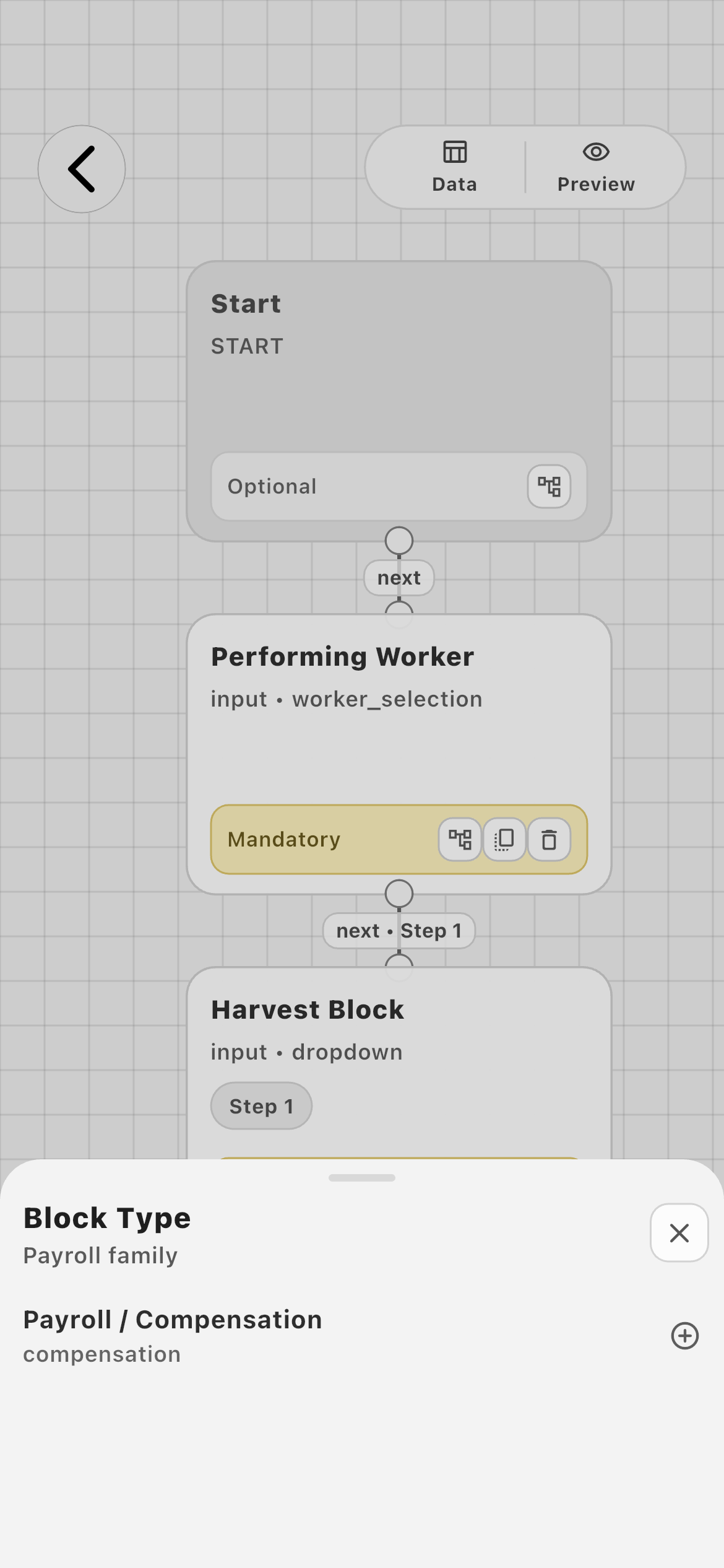 Farmroute Payroll and Compensation task block type